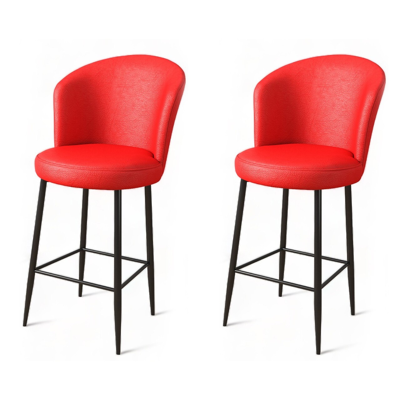 Set scaun de bar (2 bucăți), Hanah Home, Uras, Roșu/Negru - imagine 5